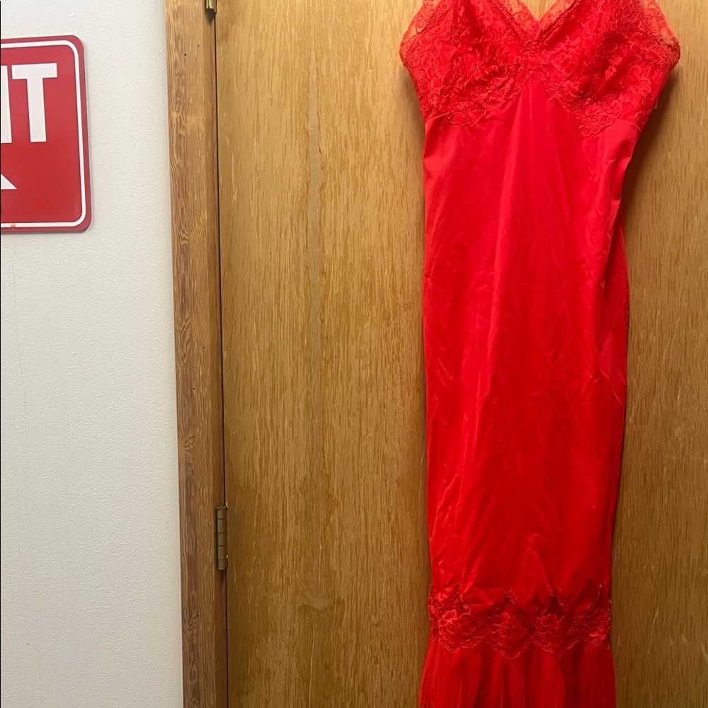 Vintage Rogers Red Lace Dress Slip Small